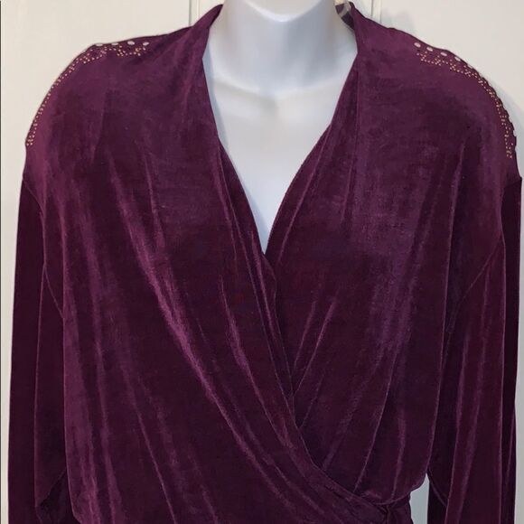 VTG 80s plum Lycra romper/jumpsuit with studs - Picture 2 of 8